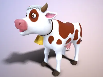 cartoon cow Low-poly 3D model