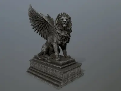 lion statue Low-poly 3D model