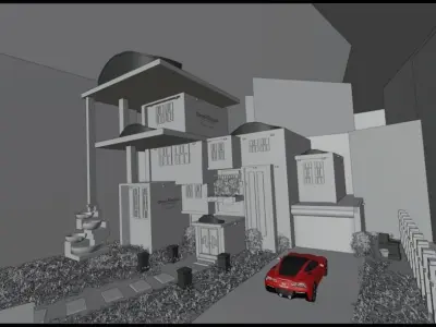 modern house  Low-poly 3D model