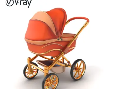 Luxury Stroller Exquisite Detailing Model Pack Low-poly 3D model