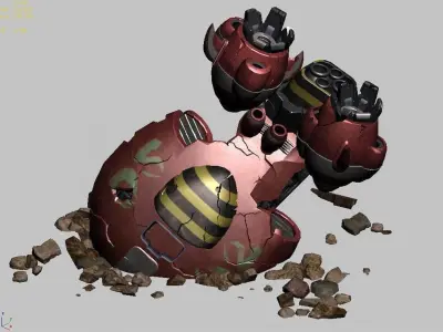 Game Iron Stitch - Damaged Spacecraft 03 3D model