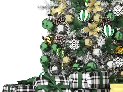 christmas tree with green ornaments 3D model
