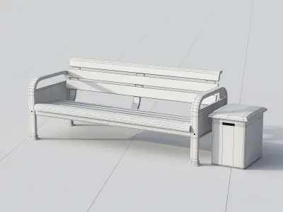 Sport Resting bench Long 3D model