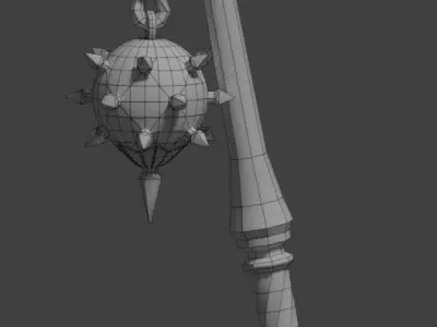 Ornamented Iron Flail Low-poly 3D model