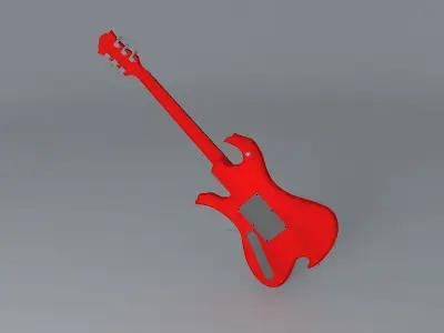 B C Rich Wave guitar Free 3D model