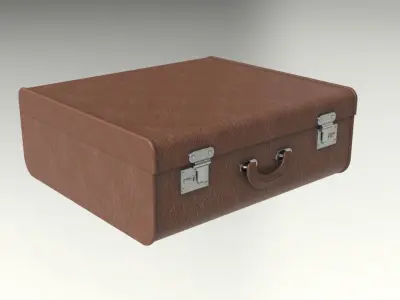 Brown travel suitcase Low-poly 3D model
