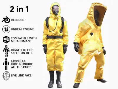 Mens Hazmat Suits 3D Model Collection