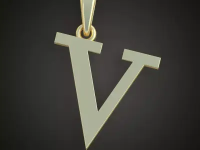 V Letter Pendant model 3D 0226 printable model Free 3D print model