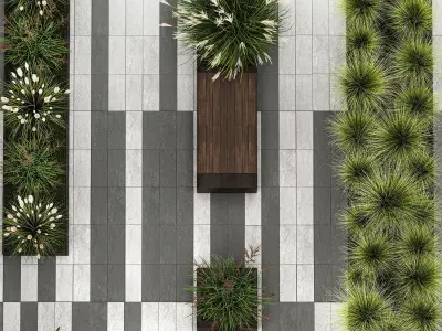 Bushes with bench for outdoor environment 1148 3D model