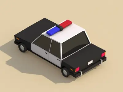 Cartoon Low Poly Police Car 3D model