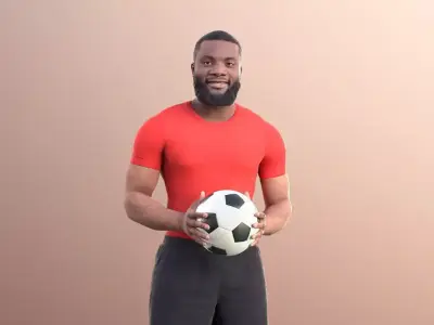 Gabriel 10920 - Black Man Holding A Ball Playing Soccer Low-poly 3D model