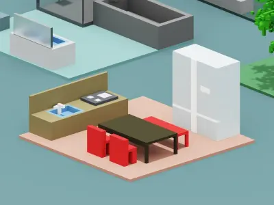 Voxel Room Collection  Low-poly 3D model