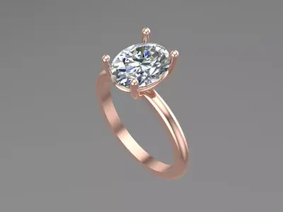 Oval Solitaire Ring Printable model 3dmodel  3D print model