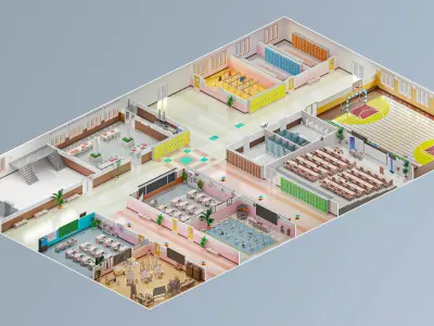 School Low-poly 3D model