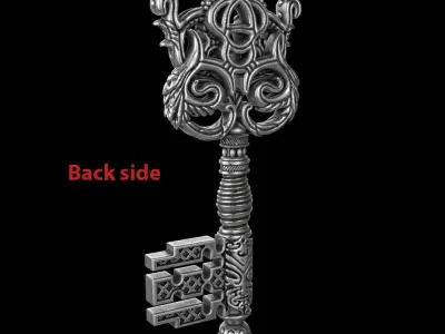 Pendant  jewelry Vintage key vol1 and relief 3D print model