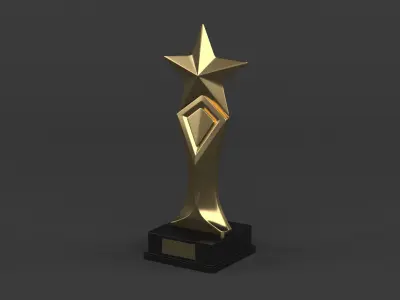 Gold Trophy Cups 3D model 6