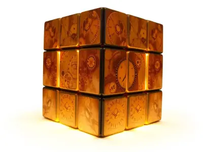 Steampunk Clock Cube model pack Low-poly 3D model