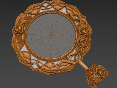 Classic decorative mirror  Low-poly 3D model
