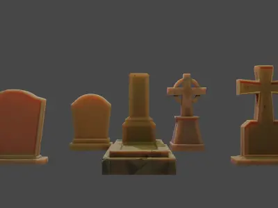 Stylized Tombstones Pack Low-poly 3D model