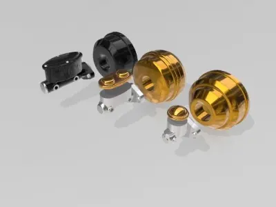 Set of 3 brake boosters with interchangeable master cylinders  3D print model