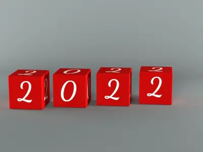 Decorative cubes 2022 Red Low-poly 3D model