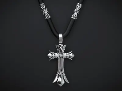 MEN S BRUTAL CROSS and BEAD INSERT WITH A DIAMETER OF 5mm 3D print model