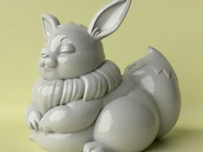 Chubby Eevee The Charming Pokemon 3D print model