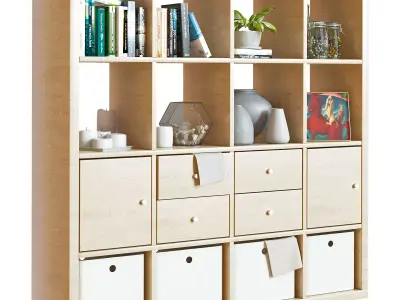 Ikea Kallax with decorative set 3D model