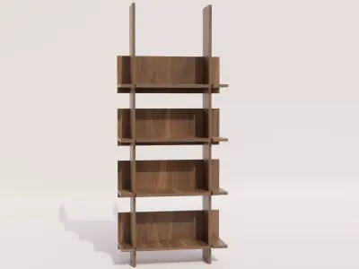 Scandinavian Shelving Walnut Low-poly 3D model