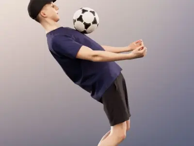 Max 13126 - Young Man Playing Soccer Low-poly 3D model