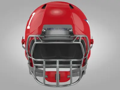 Red Football Helmet Low-poly 3D model