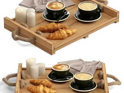 Decor Coffee and croissant Set 31 3D model