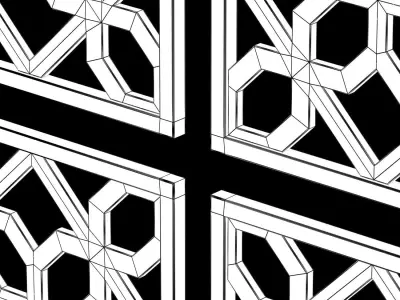 Wood Arabic Islamic pattern decorative grill screen 3D model