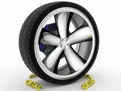 ORTAS CAR WHEEL RIM 91 GAME READY WHEEL RIM TIRE 3D model