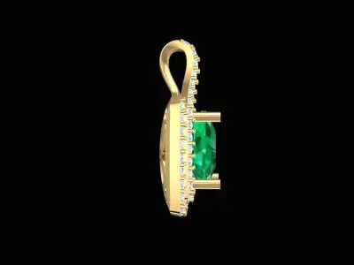 Luxury Gemstone Halo Gold Pendant for Women 2246 3D print model