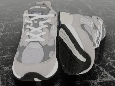 NEW BALANCE 992 GREY 3D SHOES Low-poly 3D model