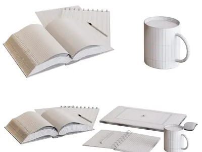 Working place decoration set 3D model