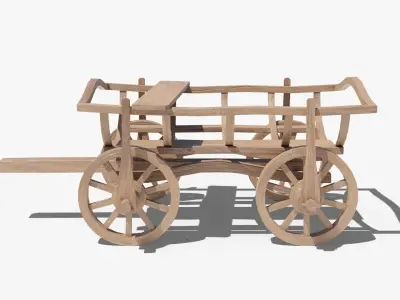 Ukrainian Wooden Cart Low-poly 3D model