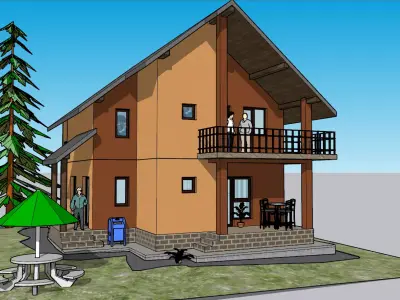 Low Poly Attic House Low-poly 3D model