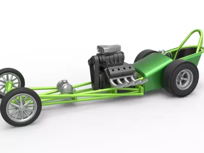 Front engine old school dragster Scale 1 to 25 3D print model