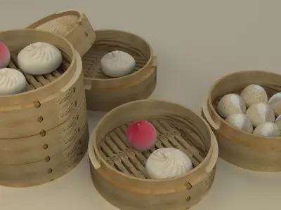Chinese bamboo steamer  3D model