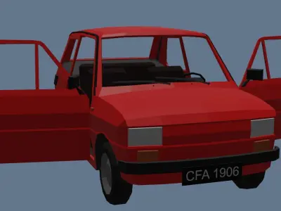 Low Poly Interactive Fiat 126p Low-poly 3D model