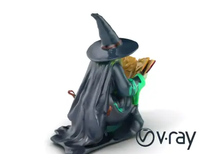 Witch and Cauldron Mystical Character model pack Low-poly 3D model