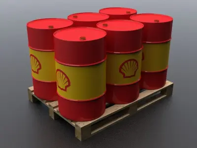 Shell Barrel With Pallet Low-poly 3D model