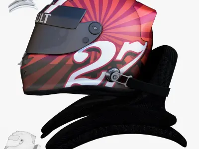 Hulkenberg helmet 2017 Low-poly 3D model