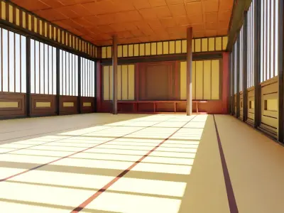 Dojo Hall Low-poly 3D model