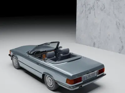 R107 Mercedes 380SL convertible model with interior 3D model