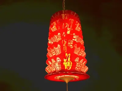 Chinese red lantern 3D model 13