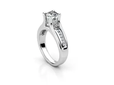 aj-012 diamond engagement ring gold and gold 3D print model