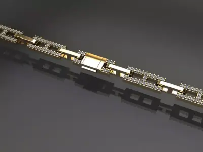 Dainty Hermes Link Style Diamond Bracelet Necklace 3D print model